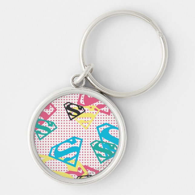 Supergirl Logo Pattern & Polka Dots Key Ring (Front)