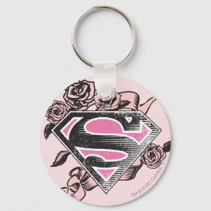 Supergirl Logo with Roses Key Ring