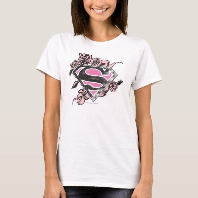 Supergirl Logo with Roses T-Shirt (Front)