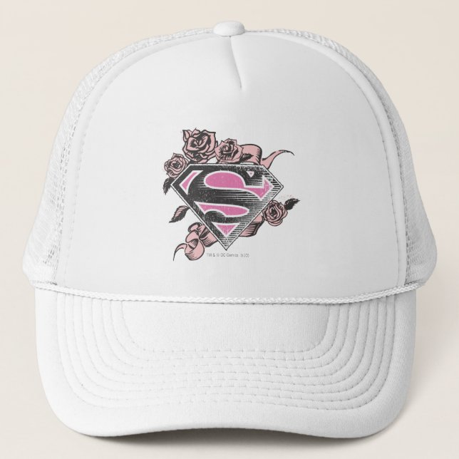 Supergirl Logo with Roses Trucker Hat (Front)