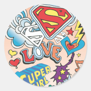 Supergirl Love Classic Round Sticker