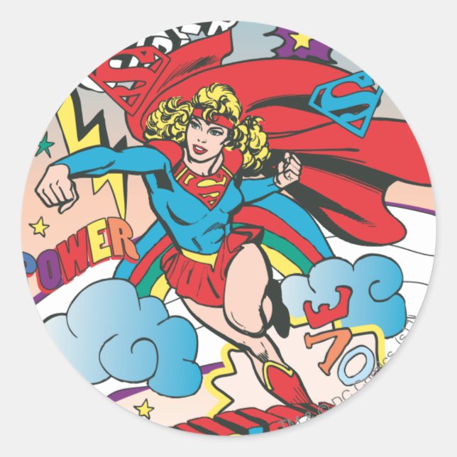 Supergirl Love Conquers Classic Round Sticker (Front)