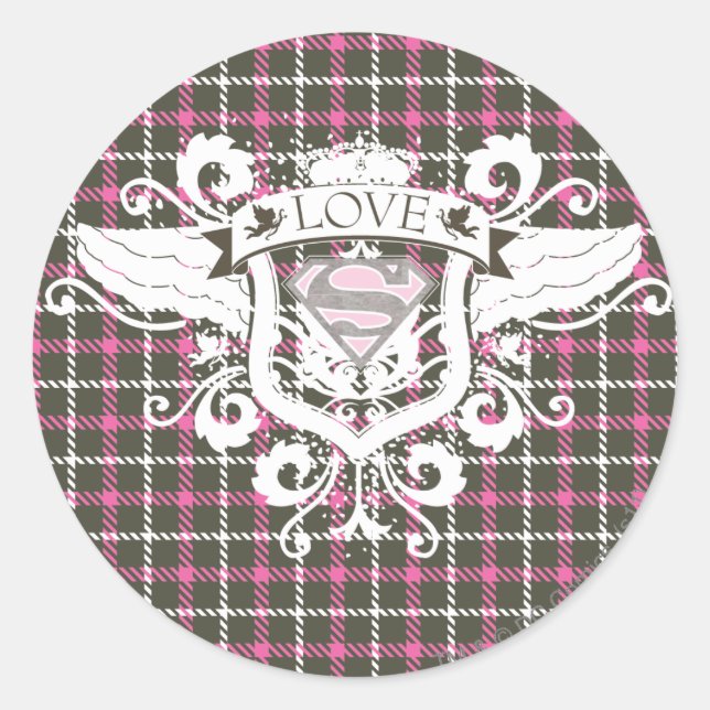 Supergirl Love Crest Classic Round Sticker (Front)