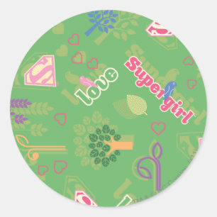 Supergirl Love Pattern Classic Round Sticker
