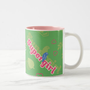 Supergirl Love Pattern Two-Tone Coffee Mug