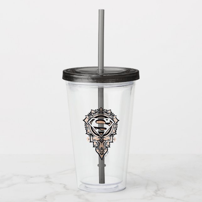 Supergirl Mandala Graphic Acrylic Tumbler (Front)