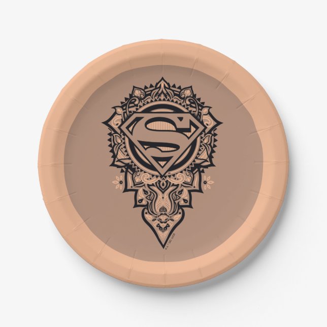 Supergirl Mandala Graphic Paper Plate (Front)
