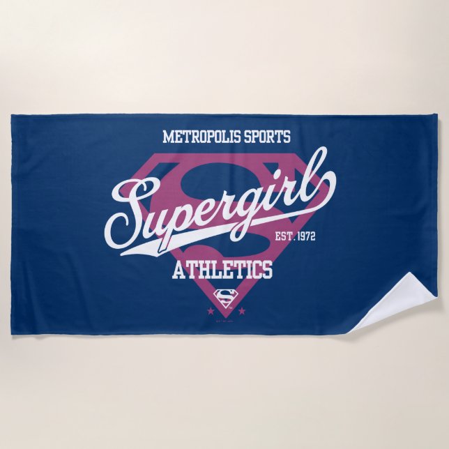 Supergirl Metropolis Sports Athletics Graphic Beach Towel (Front)