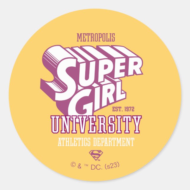 Supergirl Metropolis University Athletics Dept. Classic Round Sticker (Front)