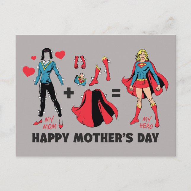 Supergirl | My Mum = My Hero Invitation Postcard (Front)