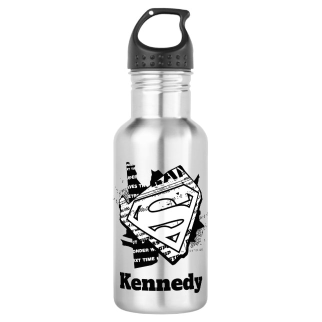 Supergirl Newsprint S-Shield 532 Ml Water Bottle (Front)