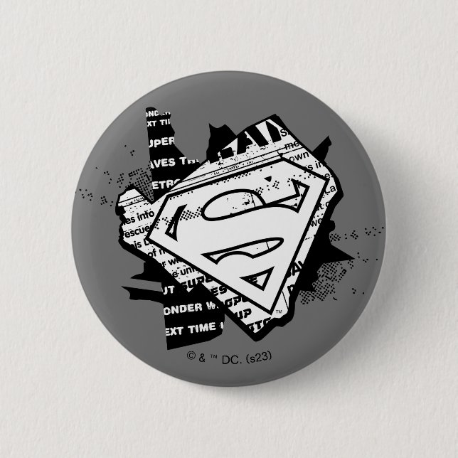 Supergirl Newsprint S-Shield 6 Cm Round Badge (Front)