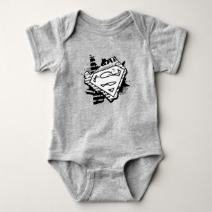Supergirl Newsprint S-Shield Baby Bodysuit