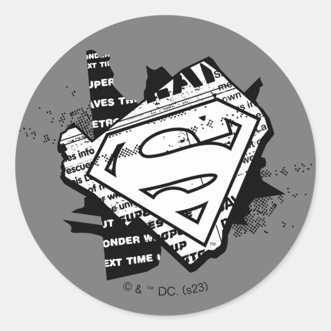 Supergirl Newsprint S-Shield Classic Round Sticker (Front)