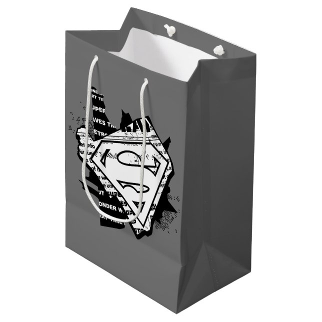 Supergirl Newsprint S-Shield Medium Gift Bag (Front Angled)