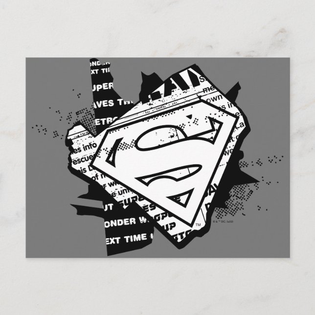 Supergirl Newsprint S-Shield Postcard (Front)