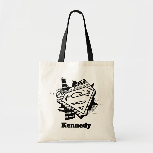 Supergirl Newsprint S-Shield Tote Bag (Front)
