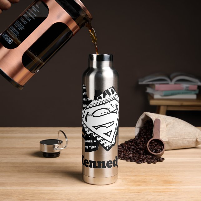 Supergirl Newsprint S-Shield Water Bottle (Coffee)