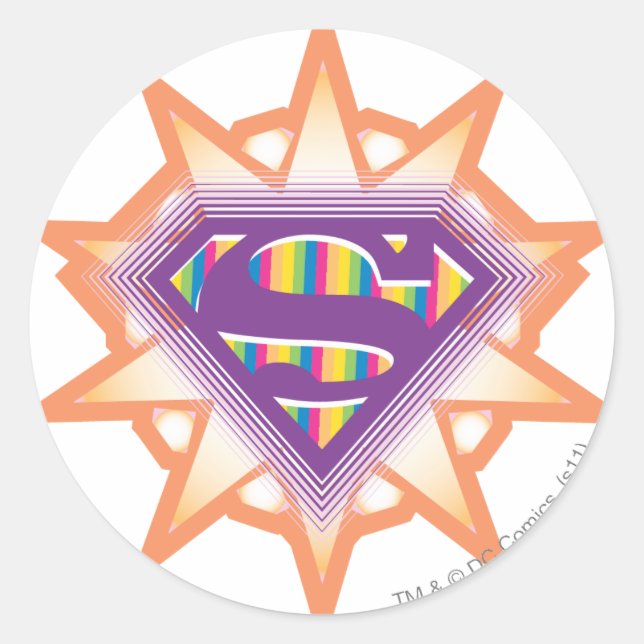 Supergirl Orange Starburst Classic Round Sticker (Front)