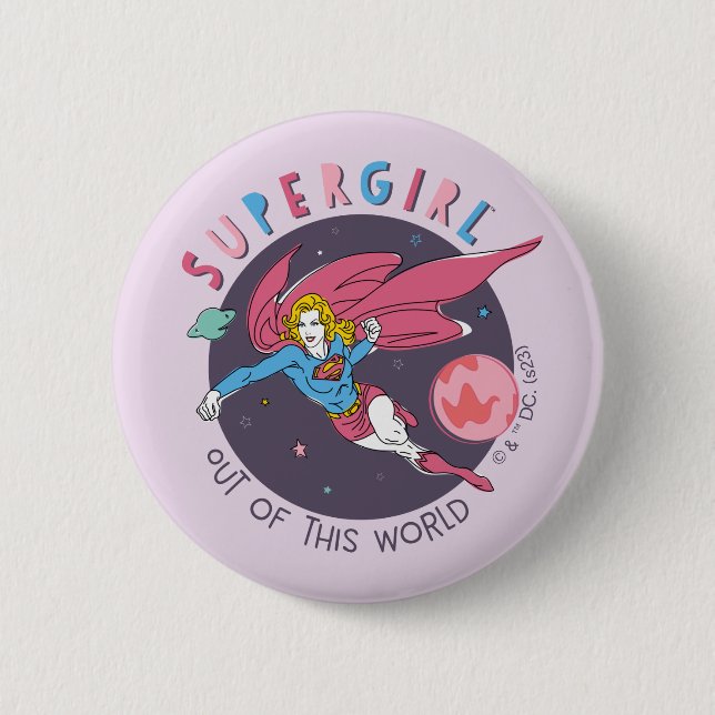 Supergirl Out of This World Retro Graphic 6 Cm Round Badge (Front)
