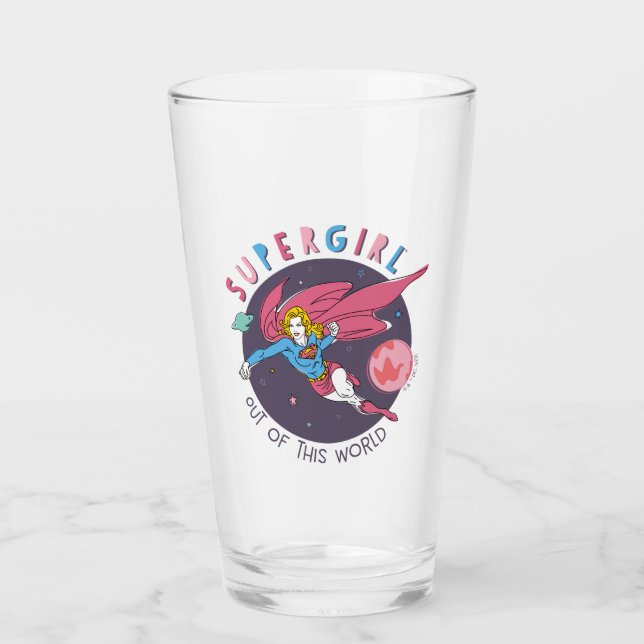 Supergirl Out of This World Retro Graphic Glass (Front)