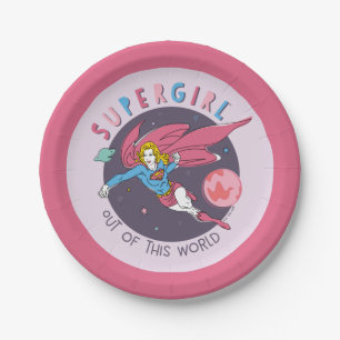 Supergirl Out of This World Retro Graphic Paper Plate