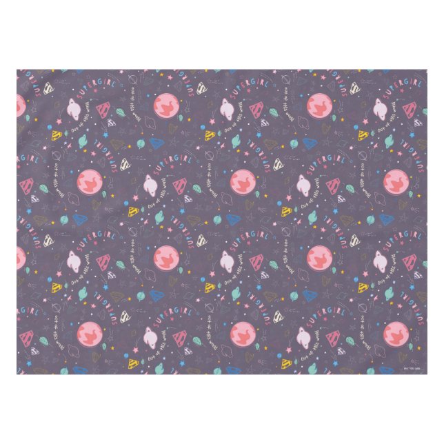 Supergirl Out of This World Retro Graphic Tablecloth (Front (Horizontal))