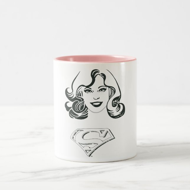 Supergirl Outline 1 Two-Tone Coffee Mug (Center)