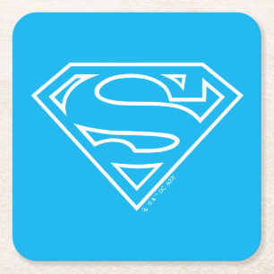 Supergirl Outline S-Shield Square Paper Coaster
