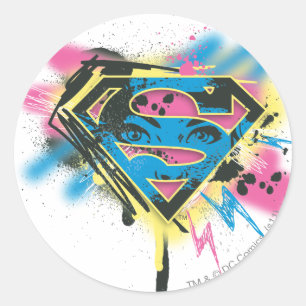 Supergirl Paint and Spills Classic Round Sticker