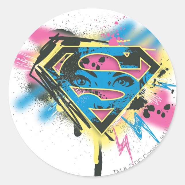 Supergirl Paint and Spills Classic Round Sticker (Front)