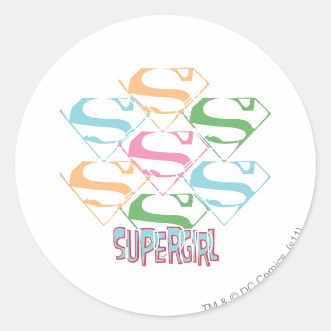 Supergirl Pastel Logo Collage Classic Round Sticker (Front)