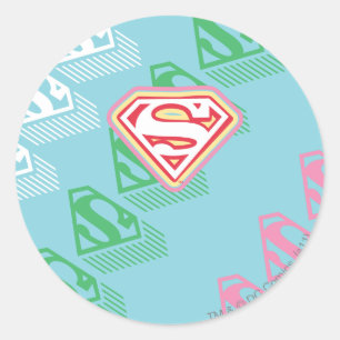 Supergirl Pastel  Repeat Pattern Classic Round Sticker