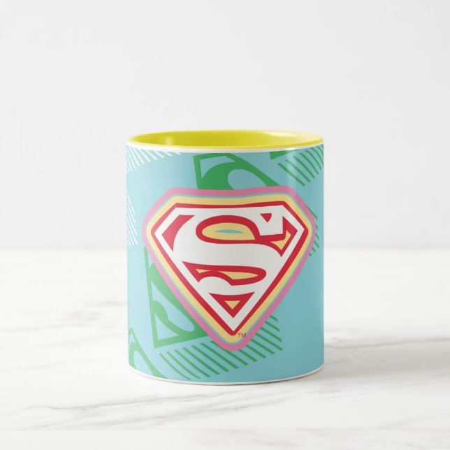 Supergirl Pastel  Repeat Pattern Two-Tone Coffee Mug (Center)