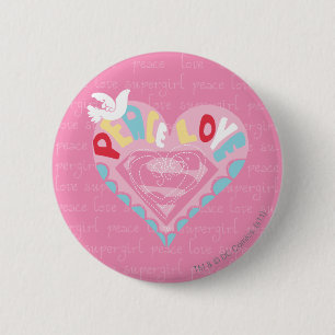 Supergirl Peace and Love Pink 6 Cm Round Badge