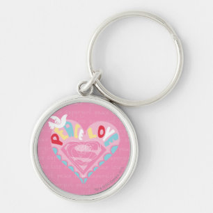 Supergirl Peace and Love Pink Key Ring