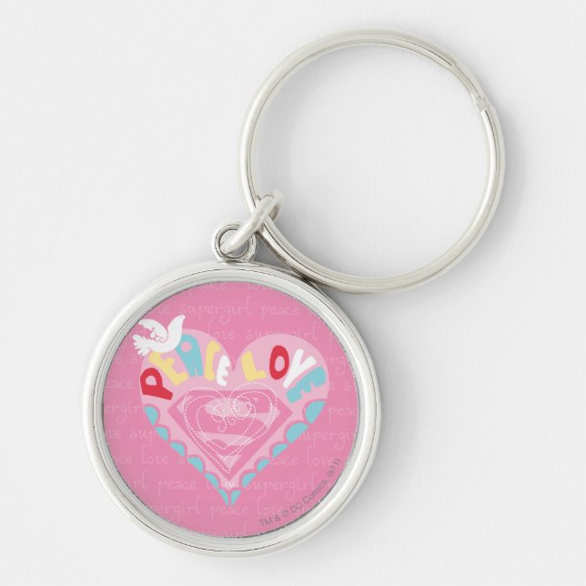 Supergirl Peace and Love Pink Key Ring (Front)