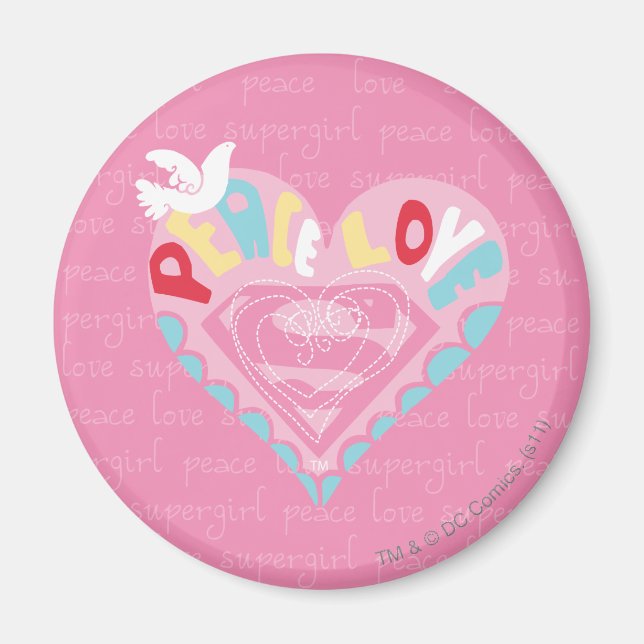 Supergirl Peace and Love Pink Magnet (Front)
