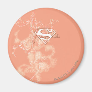 Supergirl Peach Floral Pattern Magnet