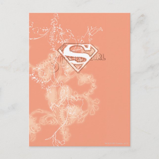 Supergirl Peach Floral Pattern Postcard (Front)