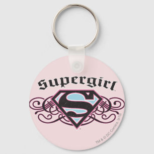 Supergirl Pin Strips Black and Pink Key Ring