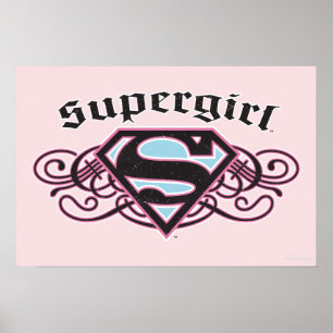 Supergirl Pin Strips Black and Pink Poster
