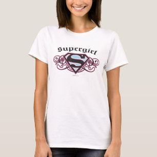 Supergirl Pin Strips Black and Pink T-Shirt