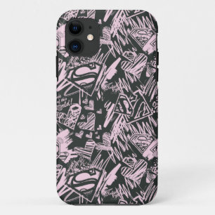 Supergirl Pink and Black Scribbles iPhone 11 Case