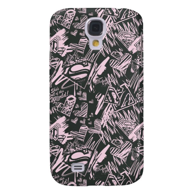 Supergirl Pink and Black Scribbles Case-Mate Samsung Galaxy Case (Back)
