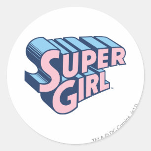 Supergirl Pink and Blue Logo Classic Round Sticker