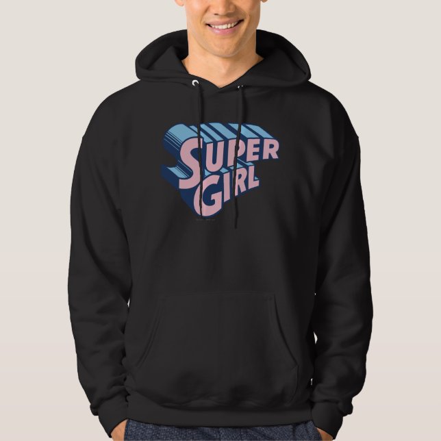 Supergirl Pink and Blue Logo Hoodie (Front)