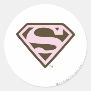 Supergirl Pink and Brown Logo Classic Round Sticker
