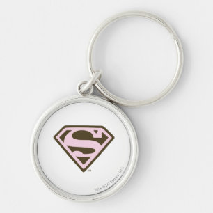 Supergirl Pink and Brown Logo Key Ring