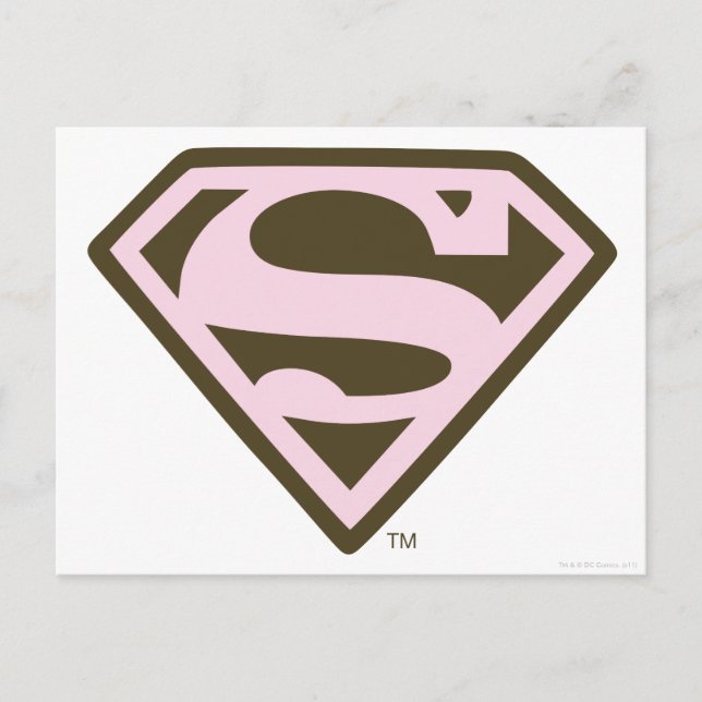 Supergirl Pink and Brown Logo Postcard (Front)